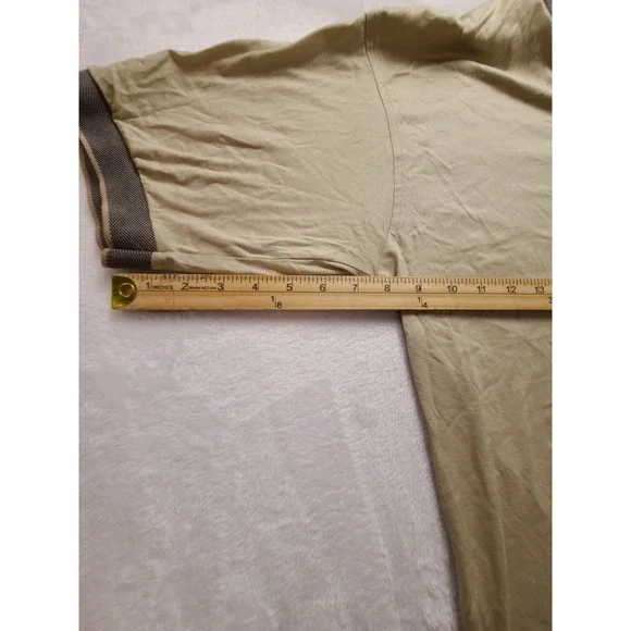 Golf Where Men's Large Tan Mercerized Cotton Short Sleeve Polo Shirt Grey Trim - Picture 7 of 13